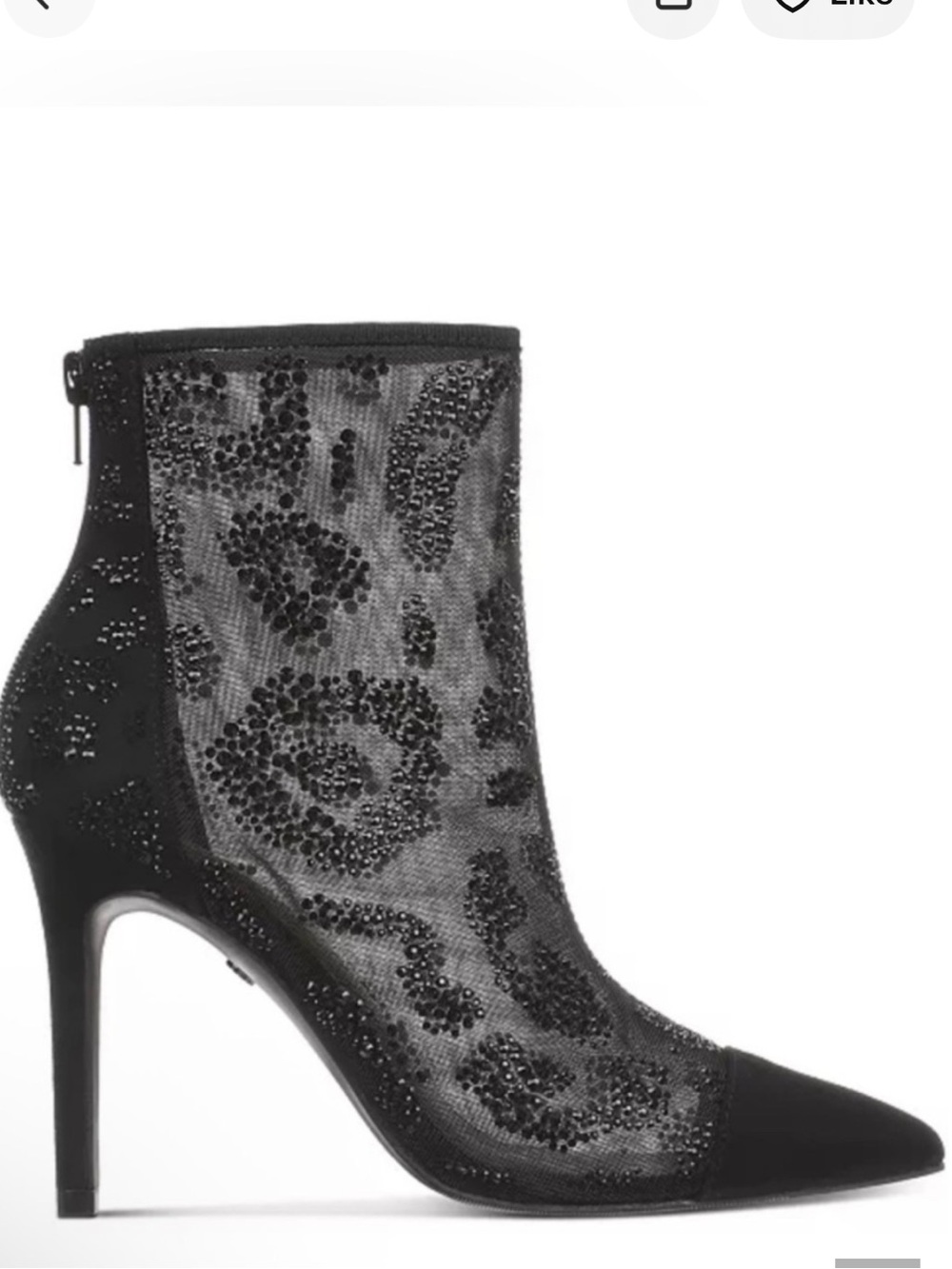 Thalia Sodi Black Beaded Mesh Pointed Toe Ankle Bootie